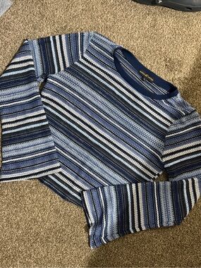 Almost Famous Blue White Navy Striped Long Sleeve Top